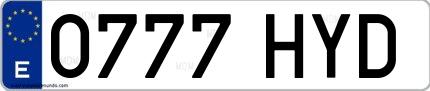 Ejemplo de matrícula española 0777 HYD