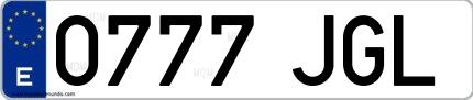 Ejemplo de matrícula española 0777 JGL
