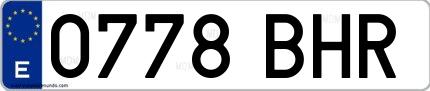 Ejemplo de matrícula española 0778 BHR