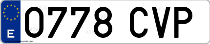 Ejemplo de matrícula de coche ordinaria 0778 CVP