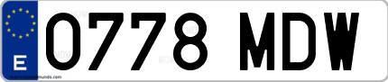Ejemplo de matrícula de coche ordinaria 0778 MDW
