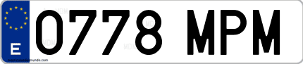 Ejemplo de matrícula de coche ordinaria 0778 MPM