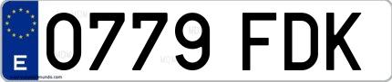 Ejemplo de matrícula española 0779 FDK
