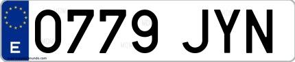 Ejemplo de matrícula española 0779 JYN