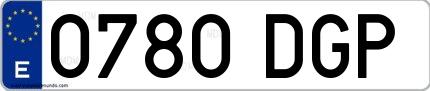 Ejemplo de matrícula española 0780 DGP