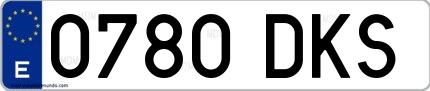 Ejemplo de matrícula de coche ordinaria 0780 DKS