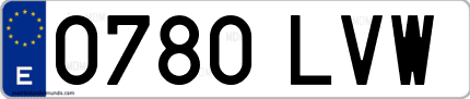 Ejemplo de matrícula de coche ordinaria 0780 LVW