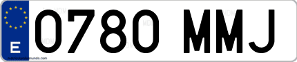 Ejemplo de matrícula de coche ordinaria 0780 MMJ