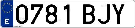Ejemplo de matrícula de coche ordinaria 0781 BJY