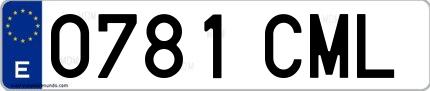 Ejemplo de matrícula española 0781 CML