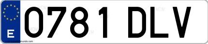 Ejemplo de matrícula española 0781 DLV