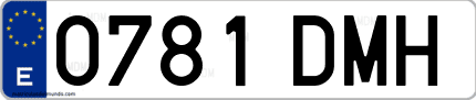 Ejemplo de matrícula de coche ordinaria 0781 DMH