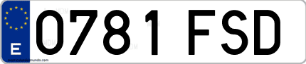 Ejemplo de matrícula de coche ordinaria 0781 FSD