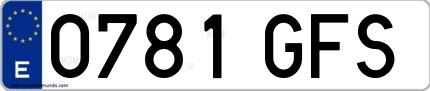 Ejemplo de matrícula española 0781 GFS