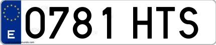 Ejemplo de matrícula española 0781 HTS