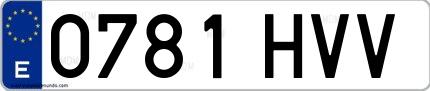 Ejemplo de matrícula española 0781 HVV