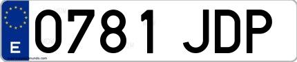 Ejemplo de matrícula española 0781 JDP