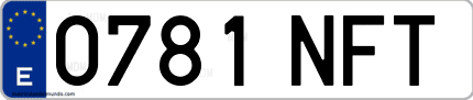 Ejemplo de matrícula de coche ordinaria 0781 NFT