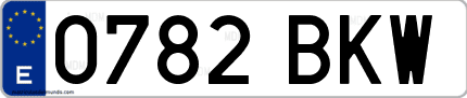 Ejemplo de matrícula de coche ordinaria 0782 BKW