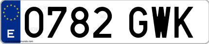 Ejemplo de matrícula de coche ordinaria 0782 GWK