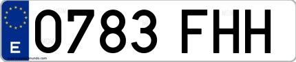 Ejemplo de matrícula española 0783 FHH