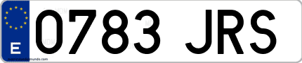 Ejemplo de matrícula de coche ordinaria 0783 JRS