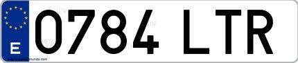 Ejemplo de matrícula española 0784 LTR