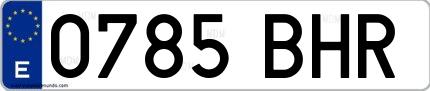 Ejemplo de matrícula española 0785 BHR
