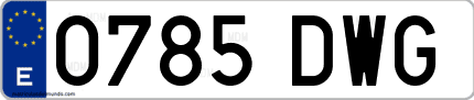 Ejemplo de matrícula de coche ordinaria 0785 DWG