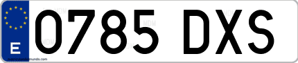 Ejemplo de matrícula de coche ordinaria 0785 DXS