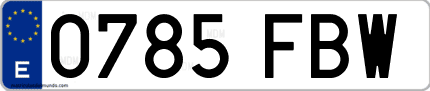 Ejemplo de matrícula de coche ordinaria 0785 FBW