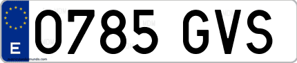 Ejemplo de matrícula de coche ordinaria 0785 GVS