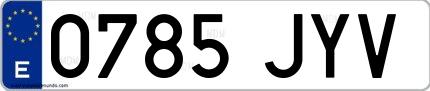 Ejemplo de matrícula española 0785 JYV