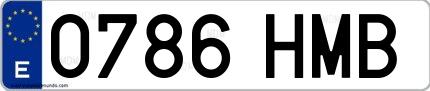 Ejemplo de matrícula española 0786 HMB