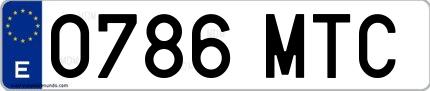 Ejemplo de matrícula española 0786 MTC