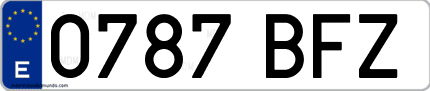 Ejemplo de matrícula de coche ordinaria 0787 BFZ