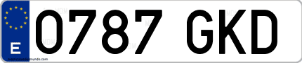 Ejemplo de matrícula de coche ordinaria 0787 GKD