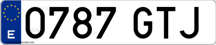 Ejemplo de matrícula de coche ordinaria 0787 GTJ
