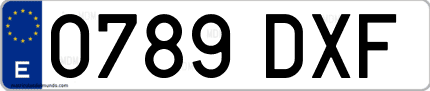 Ejemplo de matrícula de coche ordinaria 0789 DXF
