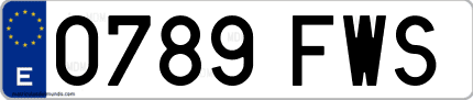 Ejemplo de matrícula de coche ordinaria 0789 FWS