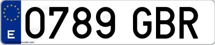 Ejemplo de matrícula española 0789 GBR
