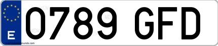 Ejemplo de matrícula española 0789 GFD