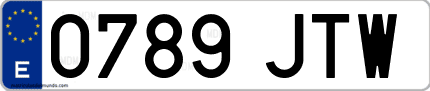 Ejemplo de matrícula de coche ordinaria 0789 JTW