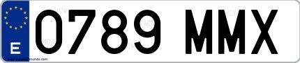 Ejemplo de matrícula española 0789 MMX