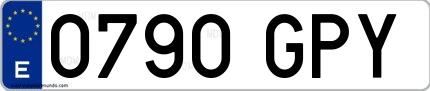 Ejemplo de matrícula española 0790 GPY