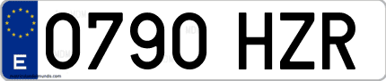 Ejemplo de matrícula de coche ordinaria 0790 HZR