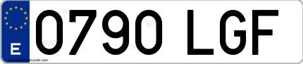Ejemplo de matrícula española 0790 LGF