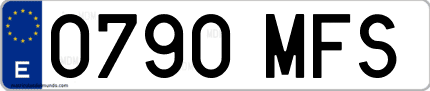 Ejemplo de matrícula de coche ordinaria 0790 MFS