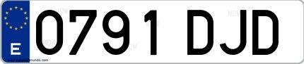 Ejemplo de matrícula española 0791 DJD