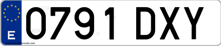 Ejemplo de matrícula de coche ordinaria 0791 DXY